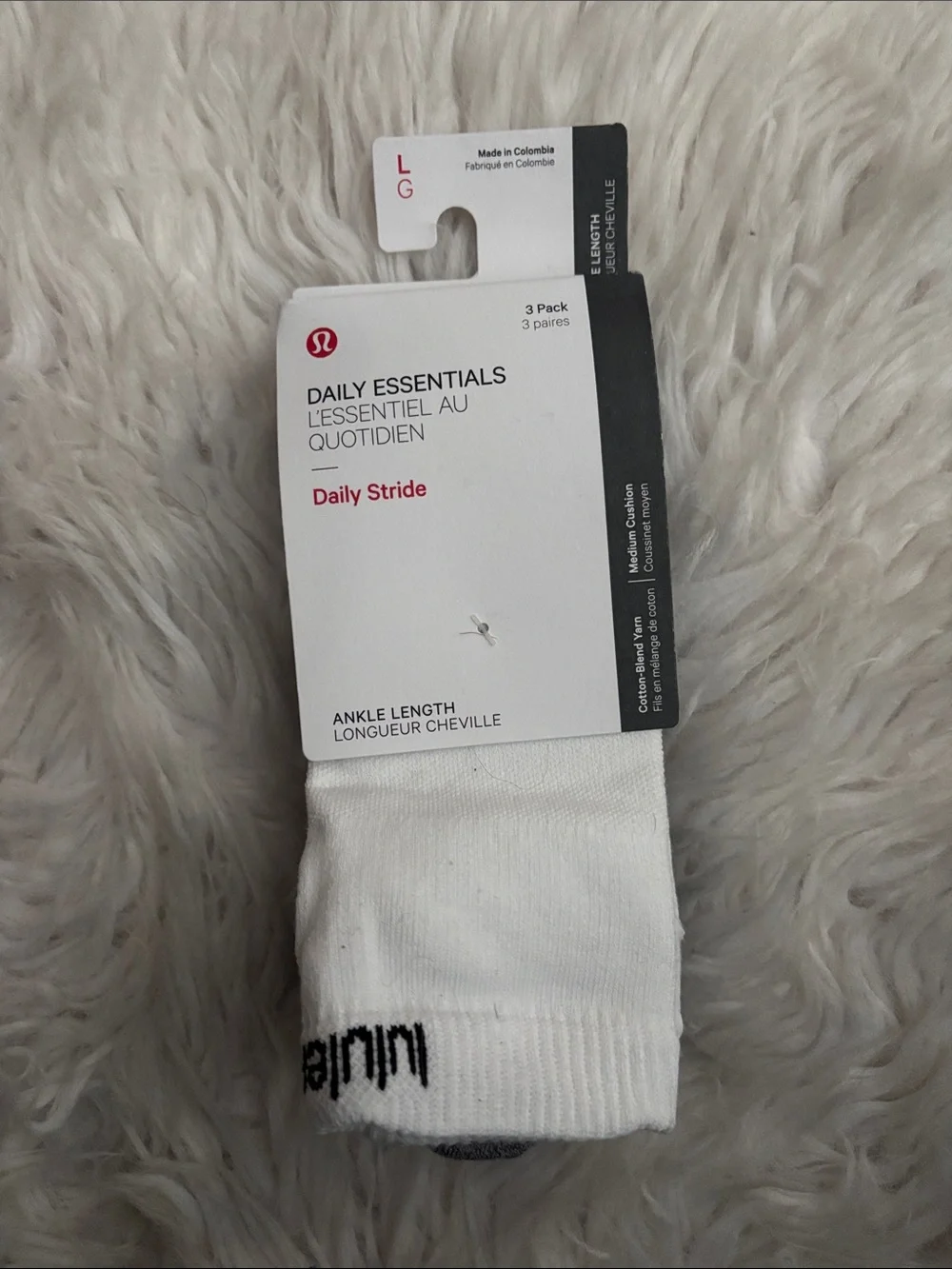 Lululemon Daily Stride Low-Ankle Socks *3 Pack, Black/Grey/White, Large